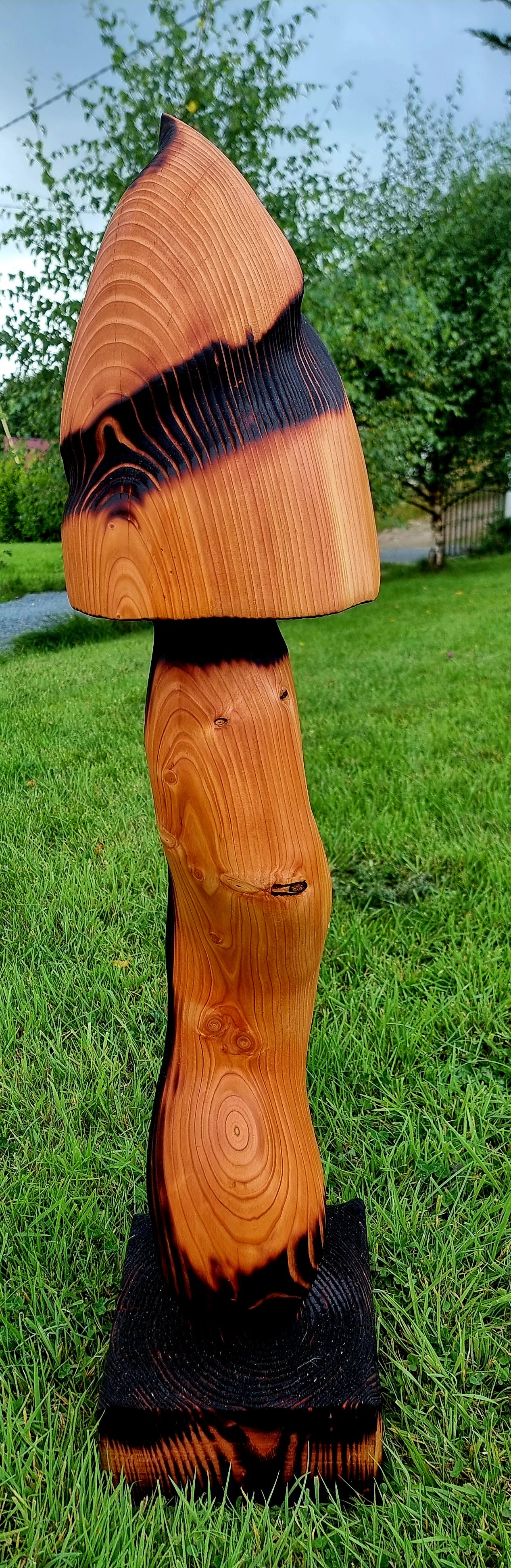 Wooden Mushroom Sculpture — The Whisper of the Forest