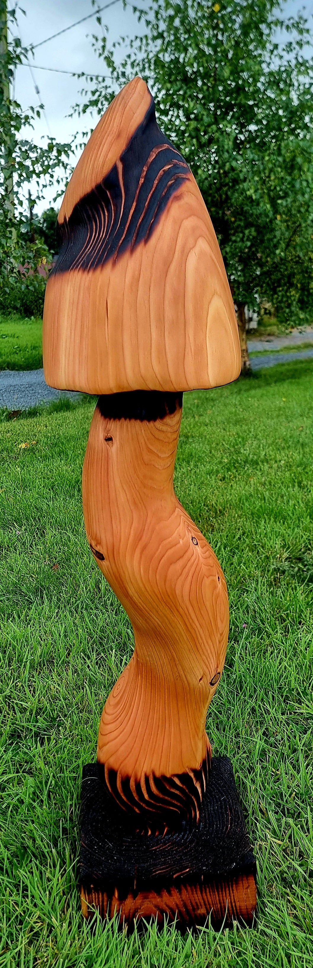 Wooden Mushroom Sculpture — The Whisper of the Forest